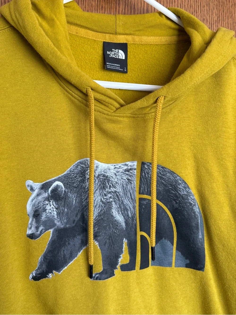 The North Face Men's Mustard Yellow Bear Logo Hoodie